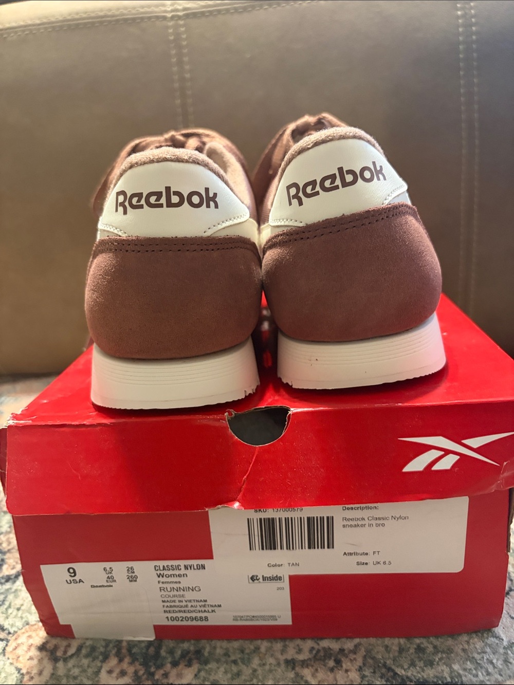 Reebok Women's Classic Nylon Sneaker — Mauve Pink with White Accents - Picture 4 of 5